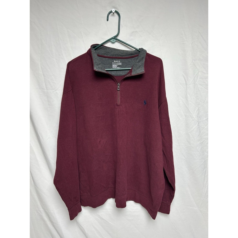 Polo Ralph Lauren Performance 1/4 Zip Pullover, Burgundy, Men's 2XB
